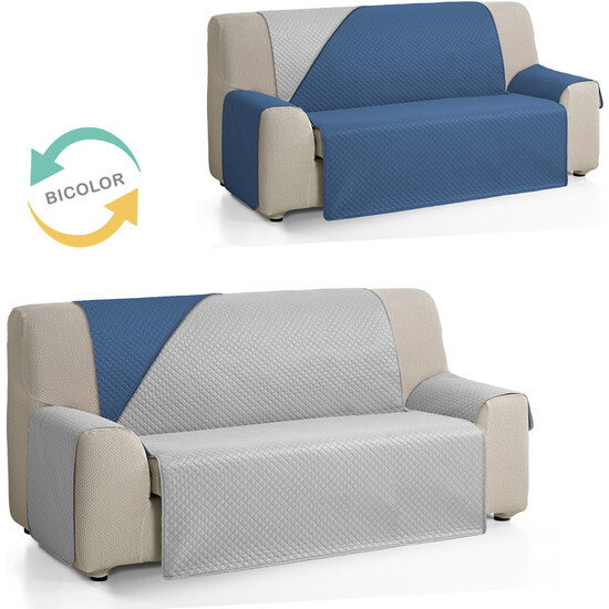 CUBRE SOFÁ DIAMOND 4 PLAZAS GRIS/AZUL - Imagen 2