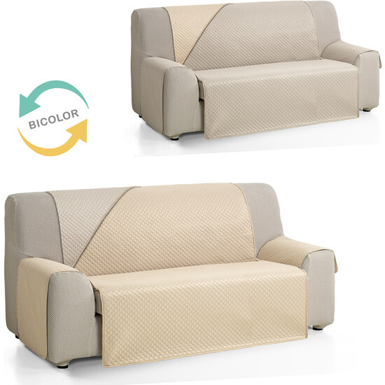 CUBRE SOFÁ DIAMOND 4 PLAZAS XL BEIGE/CUERO - Imagen 2