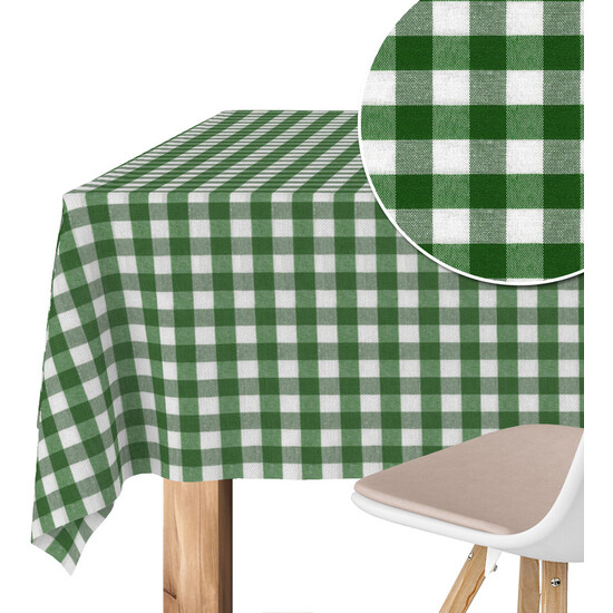 MANTEL TEFLONADO CONFECCIONADO VICHY VERDE BOTELLA 240X140 CM - Imagen 3