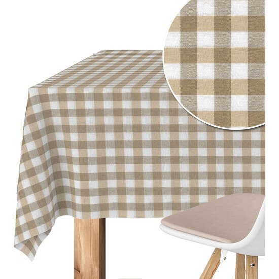 MANTEL TEFLONADO CONFECCIONADO VICHY TAUPE 240X140 CM - Imagen 2