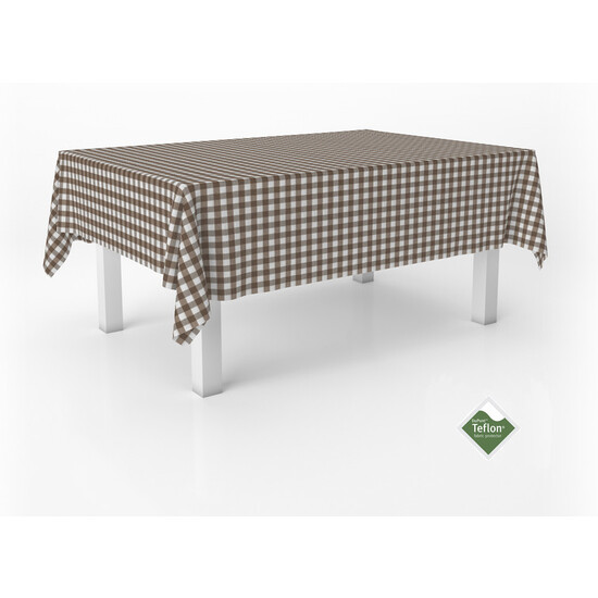 MANTEL TEFLONADO CONFECCIONADO VICHY MARRÓN 180X140 CM