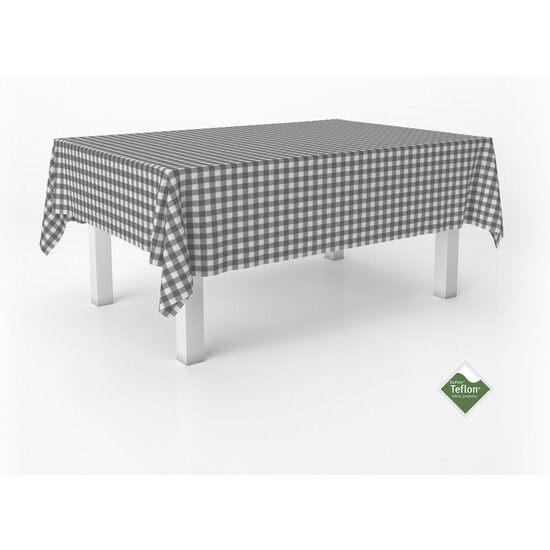 MANTEL TEFLONADO CONFECCIONADO VICHY GRIS OSCURO 260X140 CM