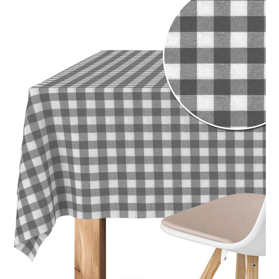 MANTEL TEFLONADO CONFECCIONADO VICHY GRIS OSCURO 180X140 CM - Imagen 2