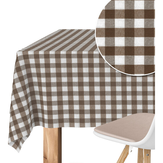MANTEL TEFLONADO CONFECCIONADO VICHY MARRÓN 220X140 CM - Imagen 2