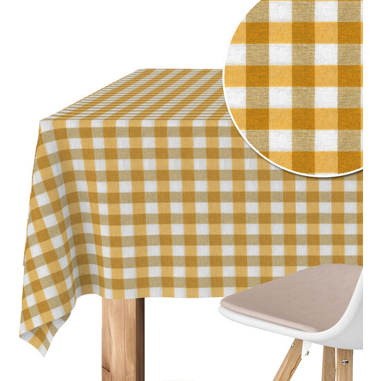 MANTEL TEFLONADO CONFECCIONADO VICHY ORO 200X140 CM - Imagen 3
