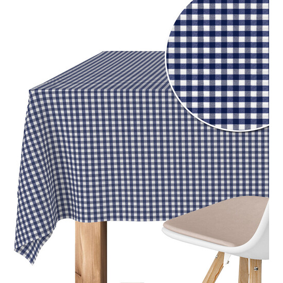 MANTEL TEFLONADO CONFECCIONADO PETIT VICHY MARINO 250X140 CM - Imagen 2