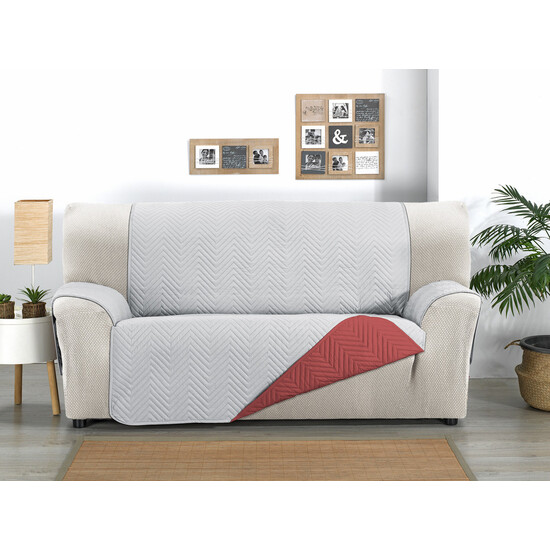 CUBRE SOFÁ MILANO 3 PLAZAS ROJO/GRIS - Imagen 2