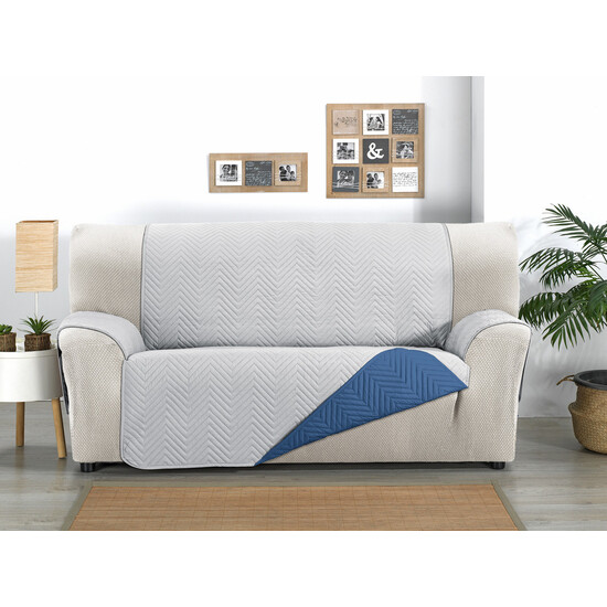 CUBRE SOFÁ MILANO 3 PLAZAS XL GRIS/AZUL - Imagen 2