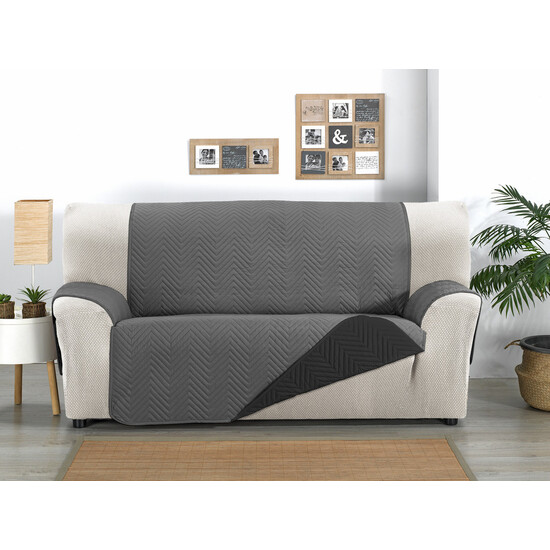 CUBRE SOFÁ MILANO 4 PLAZAS XL ANTRACITA/NEGRO - Imagen 2