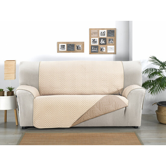 CUBRE SOFÁ MILANO 4 PLAZAS BEIGE/CUERO - Imagen 2