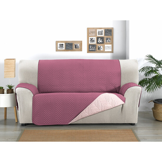 CUBRE SOFÁ MILANO 4 PLAZAS XL BERENJENA/SALMÓN - Imagen 2