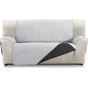 CUBRE SOFÁ MILANO 4 PLAZAS XL GRIS/NEGRO