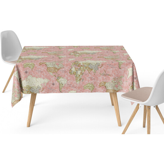 MANTEL RESINADO MAPAMUNDI ROSA 300X140 CM - Imagen 2