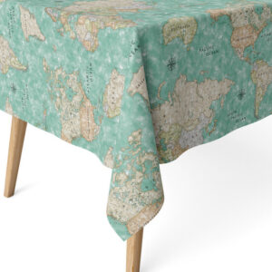 MANTEL RESINADO MAPAMUNDI TURQUESA 100X140 CM