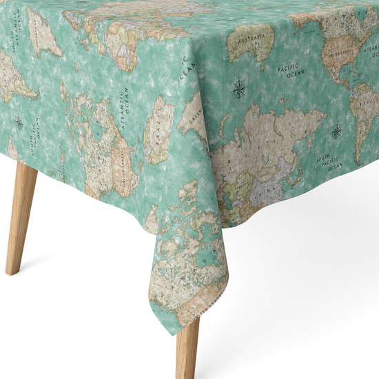 MANTEL RESINADO MAPAMUNDI TURQUESA 100X140 CM