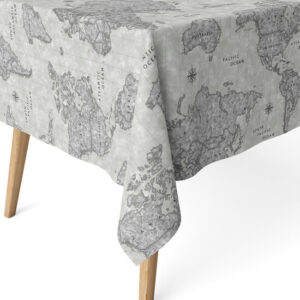 MANTEL RESINADO MAPAMUNDI GRIS 250X140 CM