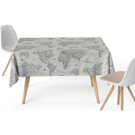 MANTEL RESINADO MAPAMUNDI GRIS 300X140 CM - Imagen 2