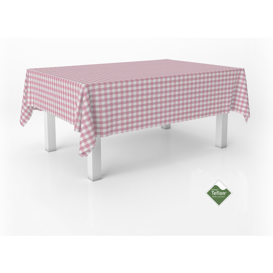MANTEL TEFLONADO CONFECCIONADO VICHY ROSA 260X140 CM