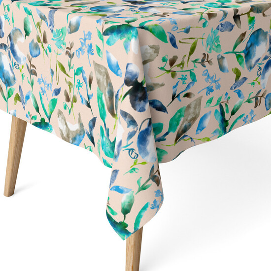 MANTEL RESINADO ACUARELA AZUL 140 REDONDO