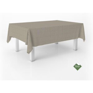 MANTEL TEFLONADO CONFECCIONADO PETIT VICHY CUERO 140X140 CM