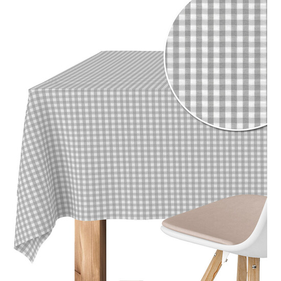 MANTEL TEFLONADO CONFECCIONADO PETIT VICHY GRIS CLARO 300X140 CM - Imagen 2
