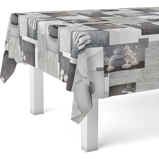 MANTEL HULE ZEN STONES 140 REDONDO ÚNICO - Imagen 2