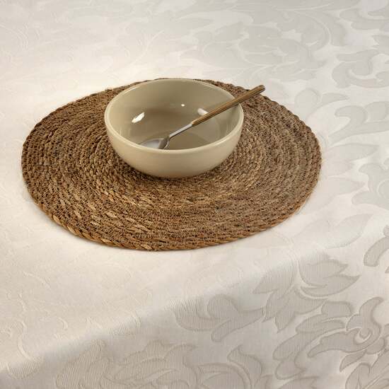 MANTEL ANTIMANCHAS JACQUARD MODELO ACACIA 3233 CRUDO 160X160 CM - Imagen 2