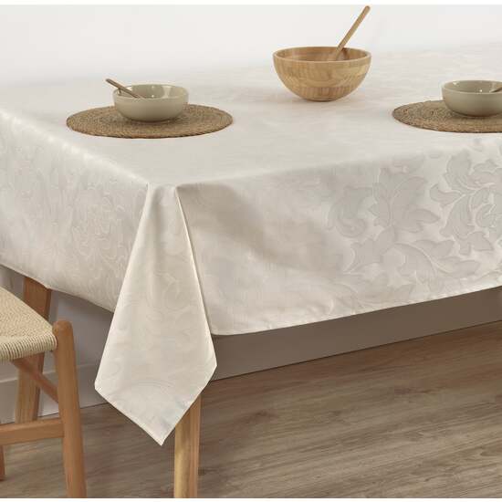 MANTEL ANTIMANCHAS JACQUARD MODELO ACACIA 3233 CRUDO 160X160 CM - Imagen 3