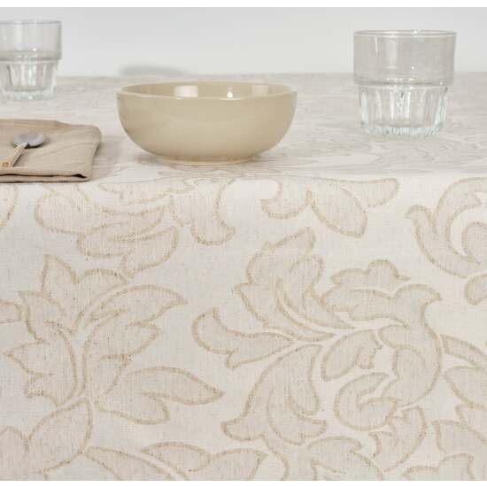 MANTEL ANTIMANCHAS JACQUARD MODELO ACACIA 3233 LINO 160X160 CM - Imagen 2