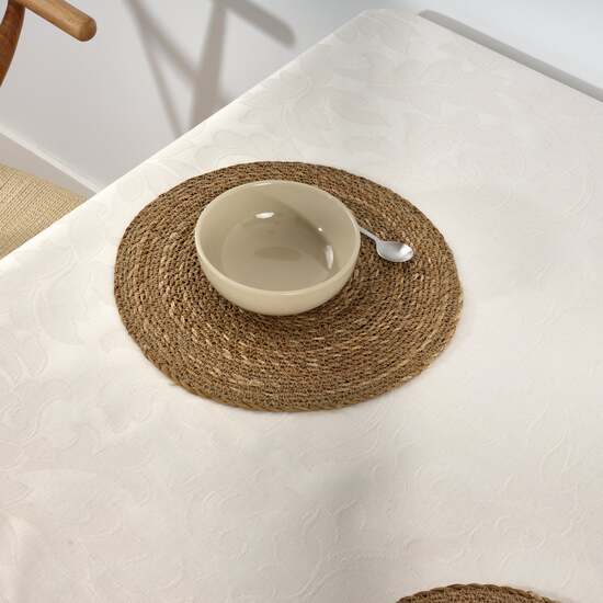 MANTEL ANTIMANCHAS JACQUARD MODELO ACACIA 3233 CRUDO 250X160 CM - Imagen 6