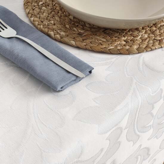 MANTEL ANTIMANCHAS JACQUARD MODELO ACACIA 3233 BLANCO 300X160 CM - Imagen 2