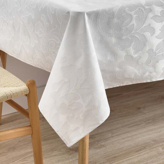 MANTEL ANTIMANCHAS JACQUARD MODELO ACACIA 3233 BLANCO 300X160 CM - Imagen 3
