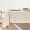 Mantel antimanchas jacquard modelo Alamo 3780 Beig 160x160 cm