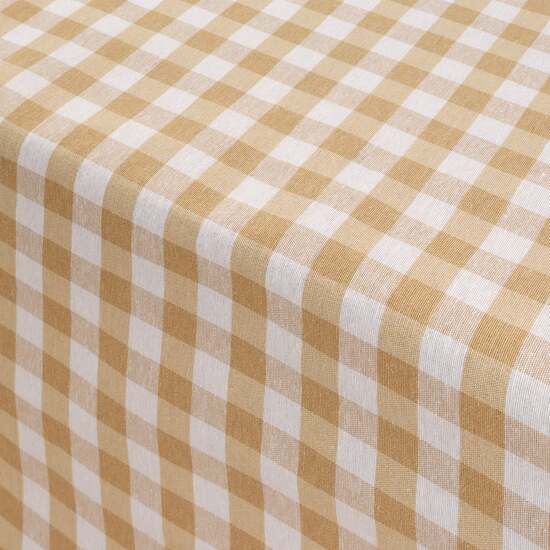 MANTEL VICHY CUADROS BEIG TACTO TELA 200X140 CM - Imagen 4