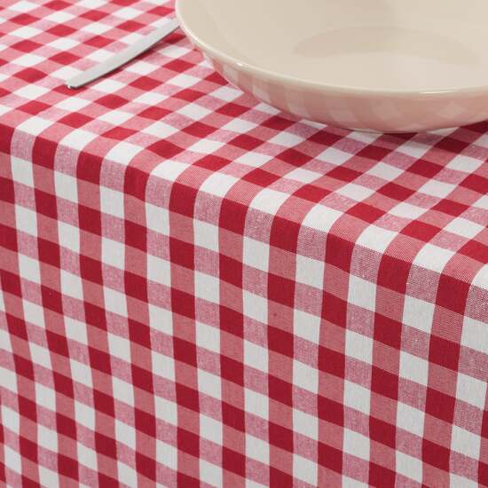 MANTEL VICHY CUADROS ROJO TACTO TELA 200X140 CM - Imagen 5