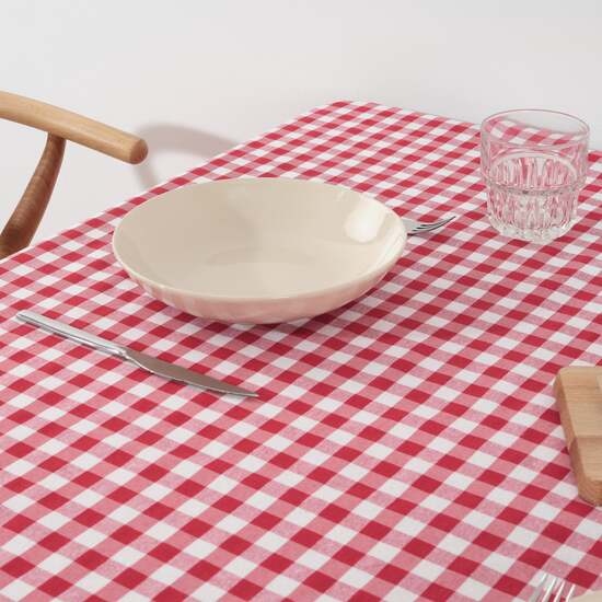 MANTEL VICHY CUADROS ROJO TACTO TELA 200X140 CM - Imagen 6